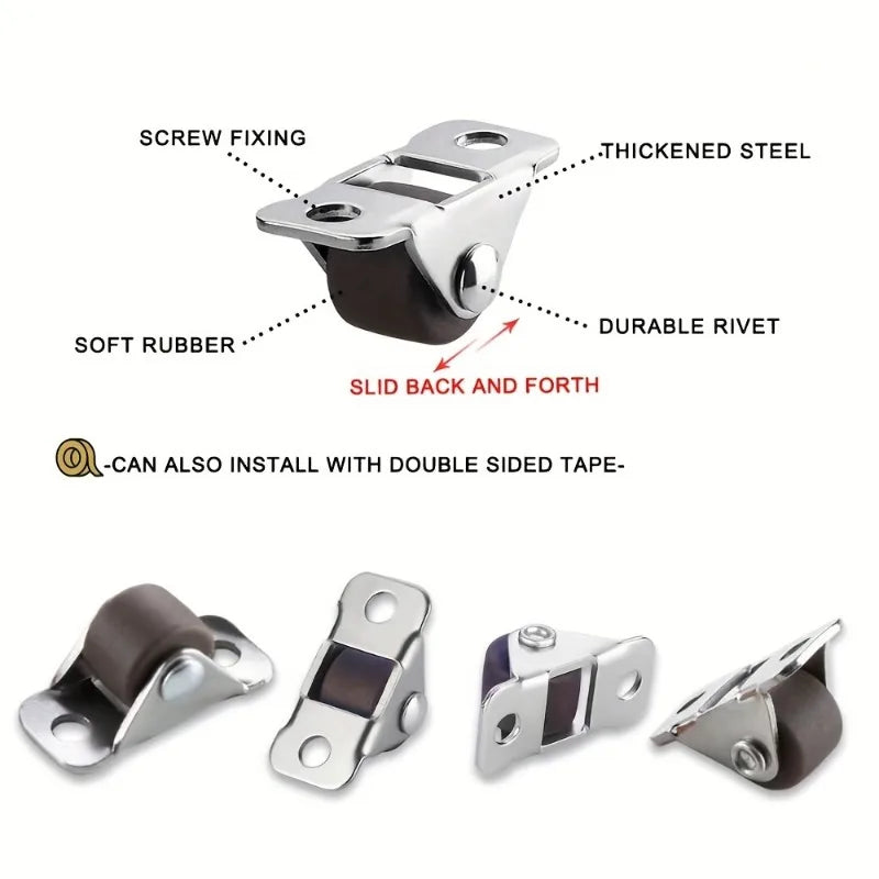 8-Pack Mini Silent Fixed Caster Wheels 1" TPR Rubber Furniture
