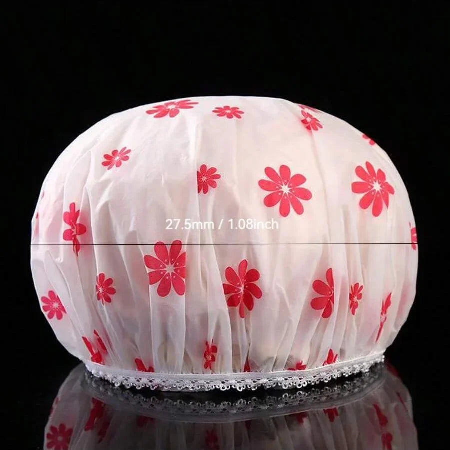5-Pack Waterproof Shower Caps for Women | Reusable PEVA