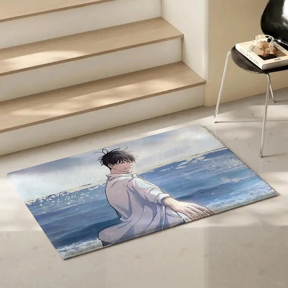 Anime Low Tide in Twilight Flannel Floor Mat – Non-Slip Rug