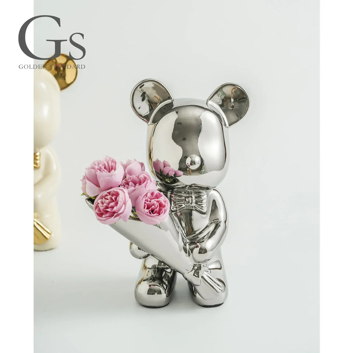 Ceramic Violent Bear Ornament Living Room Simulation Flower Bouquet