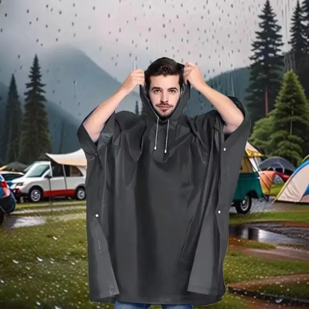 3-in-1 Waterproof Rain Poncho Hooded Outdoor Raincoat