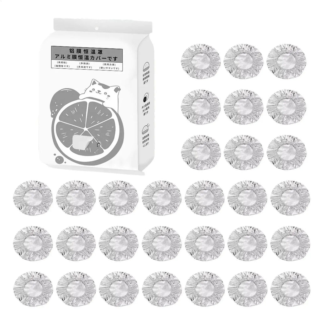 30-Pack Reusable Elastic Aluminum Foil Food Covers for Bowls