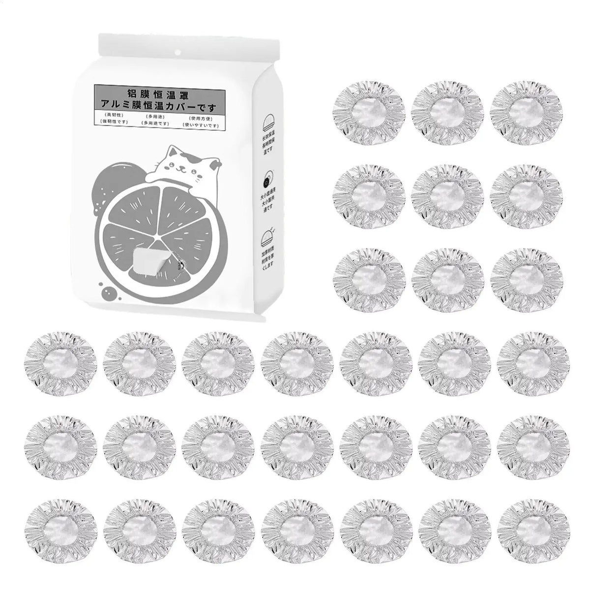 30-Pack Reusable Elastic Aluminum Foil Food Covers for Bowls