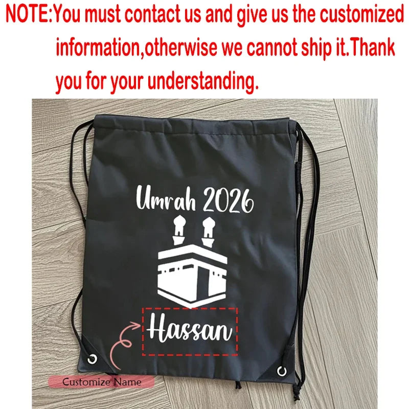 Personalized Umrah Mubarak Drawstring Bag | Hajj Eid Gift