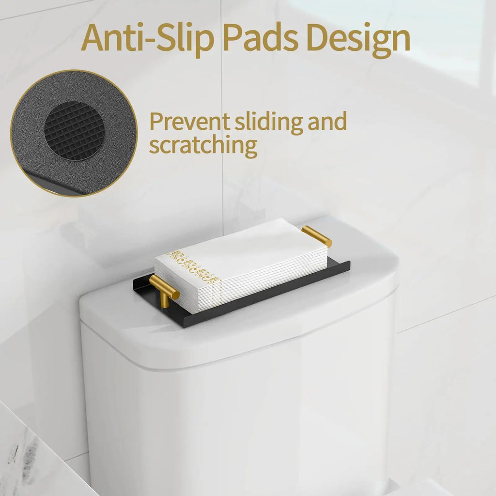 Golden T-Handle Guest Towel Holder & Napkin Tray