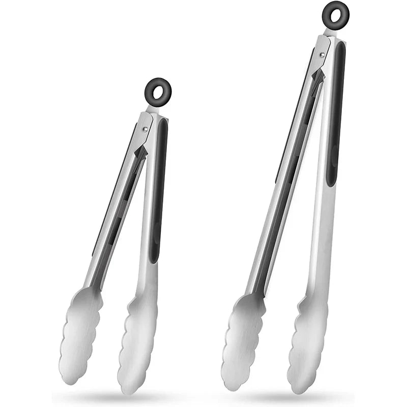 2-Pack Stainless Steel Locking Kitchen Tongs – 9 & 12 Inch
