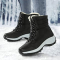 AZGB Women's Plush Winter Snow Boots – Lace-Up Ankle Wedge