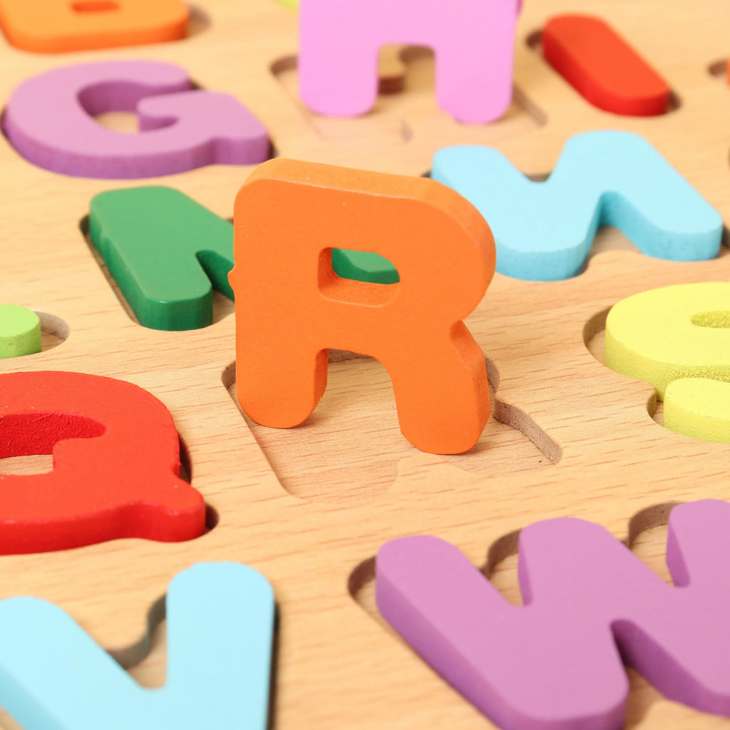 2-Pack Wooden Puzzles Toddlers Alphabet Number Matching Games