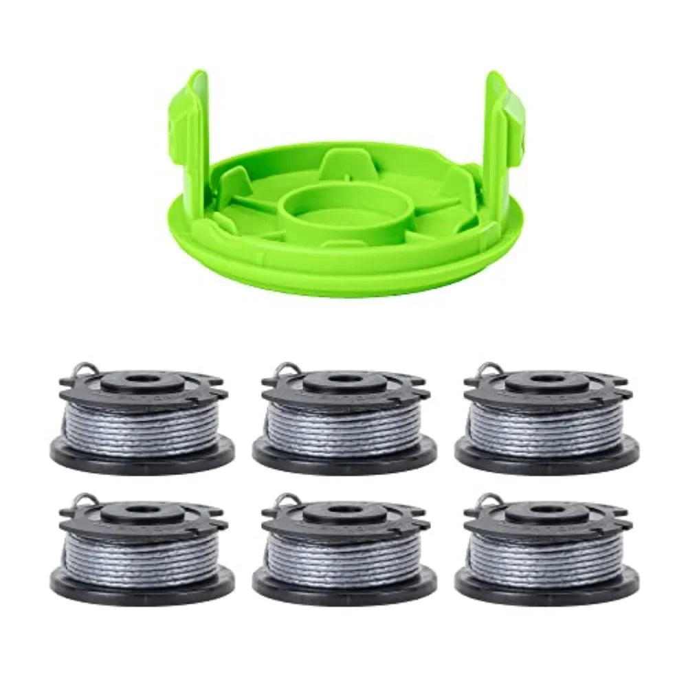 6-Pack Replacement Trimmer String Spools with Auto-Feed Cover