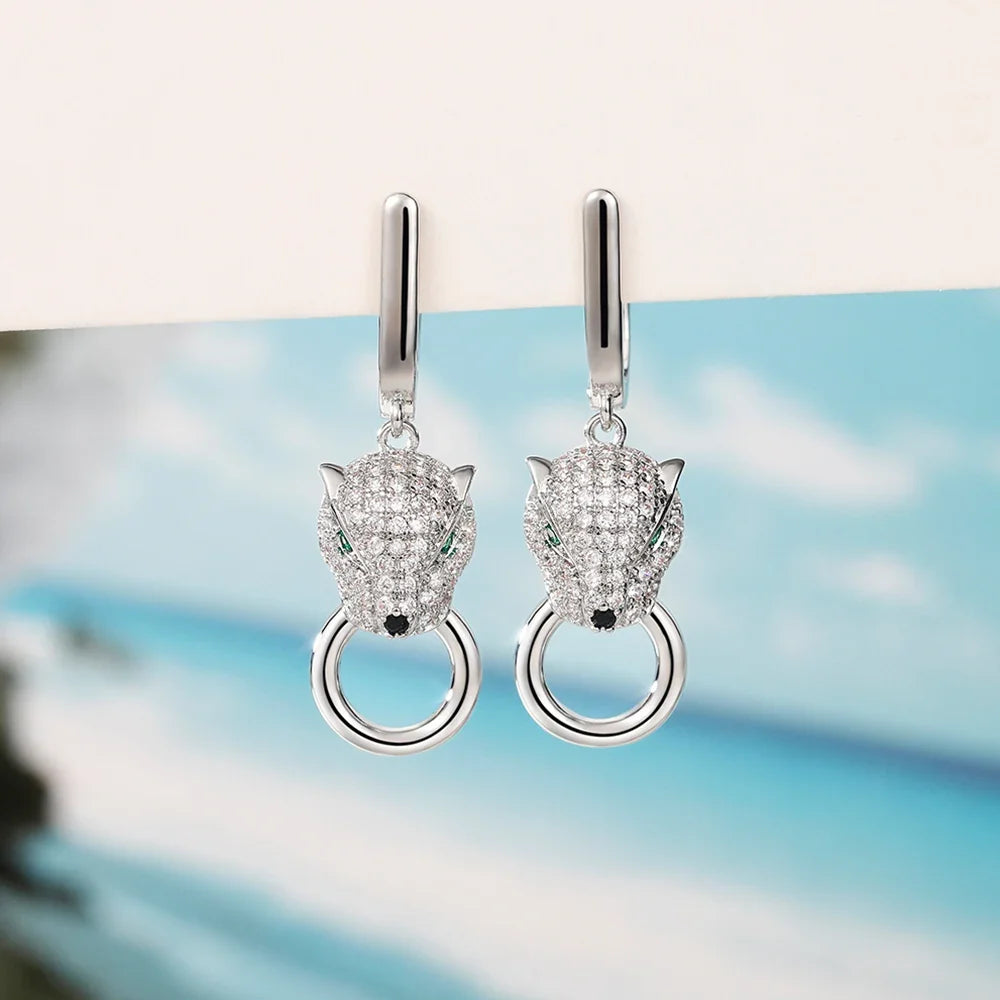 Huitan Leopard Green Eyes CZ Drop Earrings – Hip Hop Rock