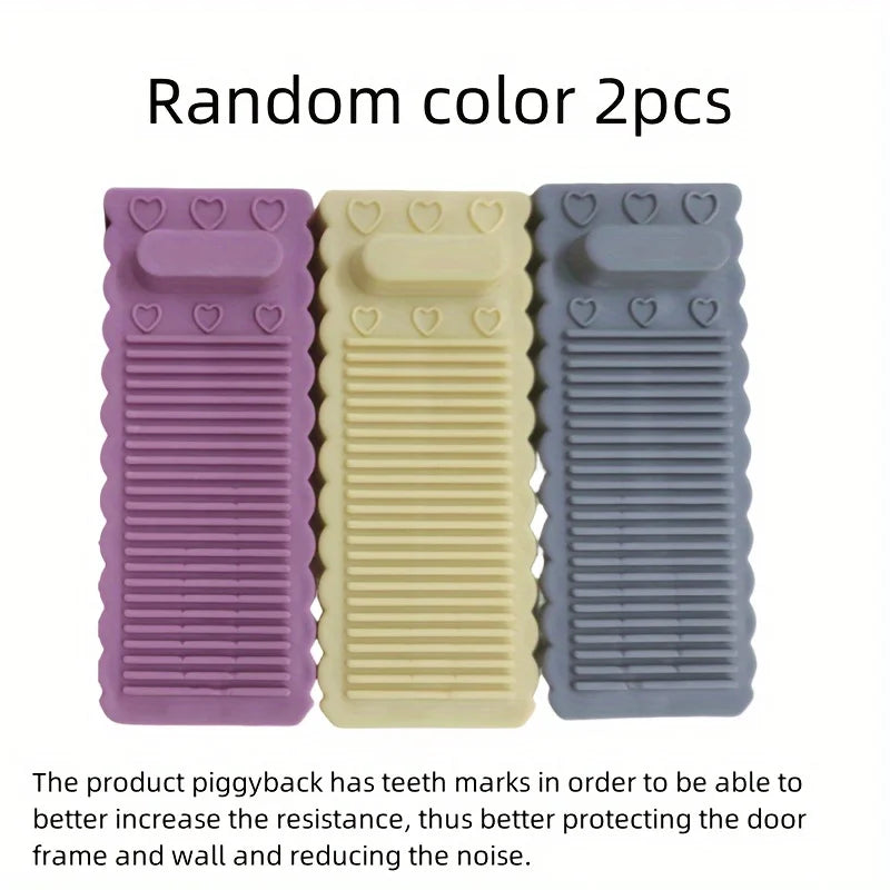 2-Pack No-Drill Rubber Door Stops – Anti-Slam Wedge Doorstop
