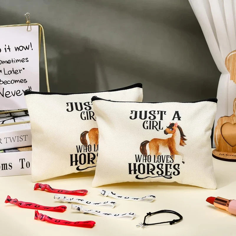 Horse Lover Canvas Makeup Bag | Just A Girl Who Loves Horses