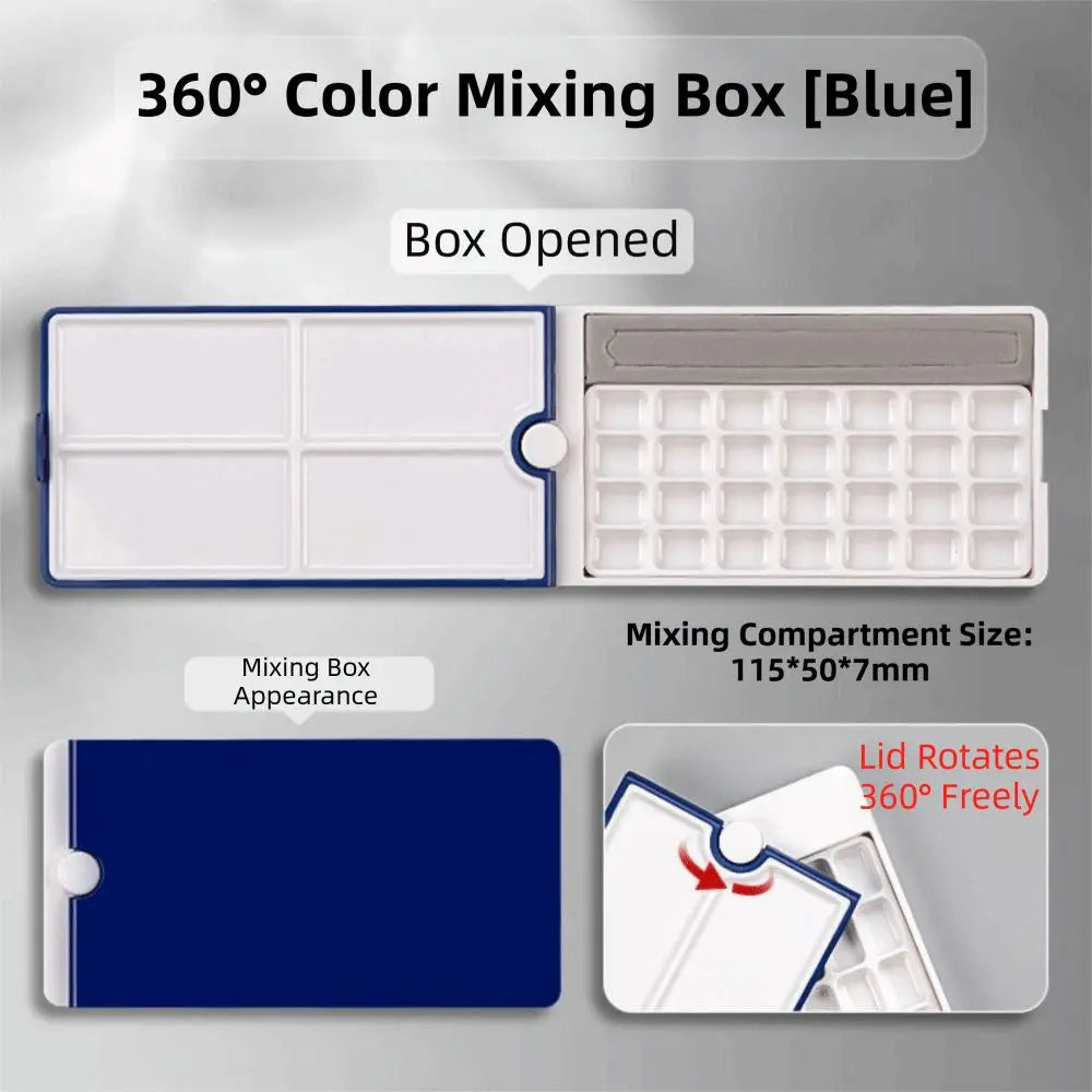 360° Rotating Watercolor Palette – 28-Grid Detachable Paint Box