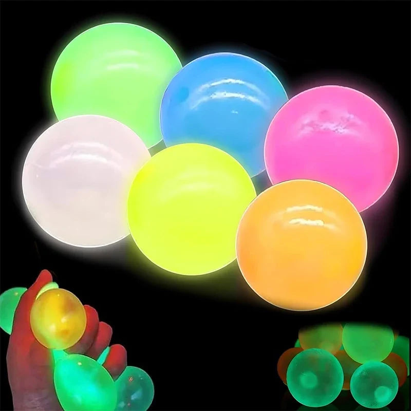 5 Glow-in-the-dark Sticky Ceiling Balls Fidget Toys Stress Relief