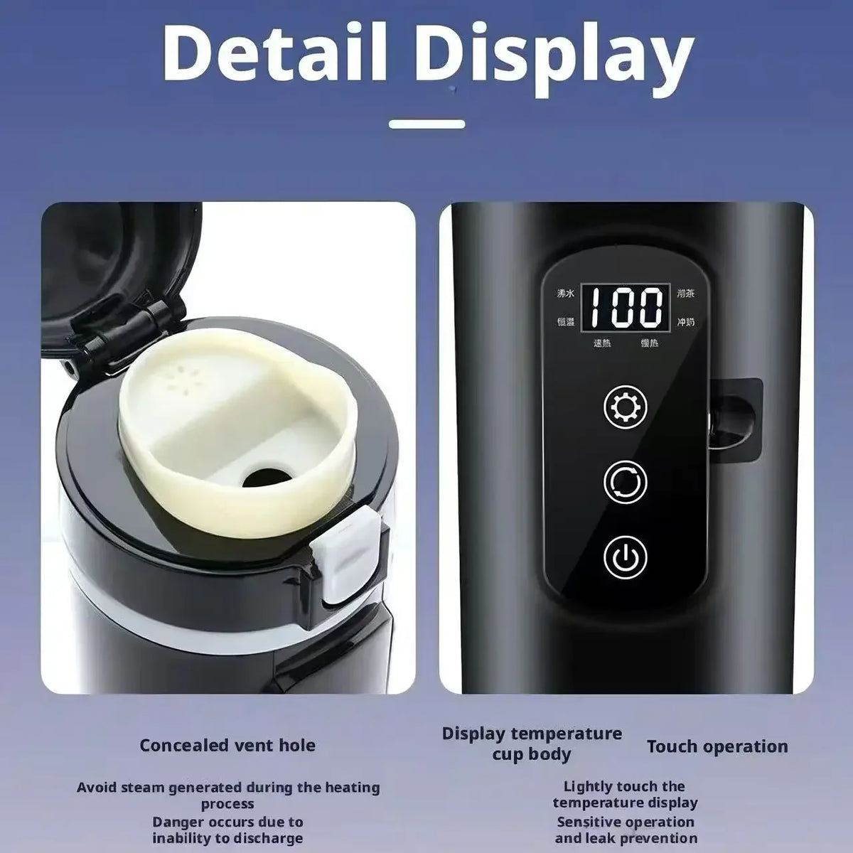 Car Electric Kettle 12V/24V 500ml Stainless Steel Travel Mug