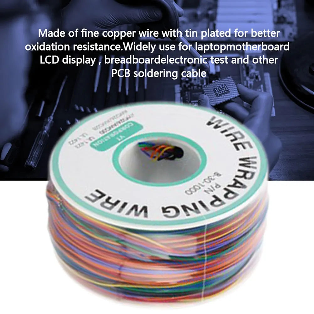 8-Color 30AWG PCB Wire Wrapping Cable 250m Spool | Tinned Copper