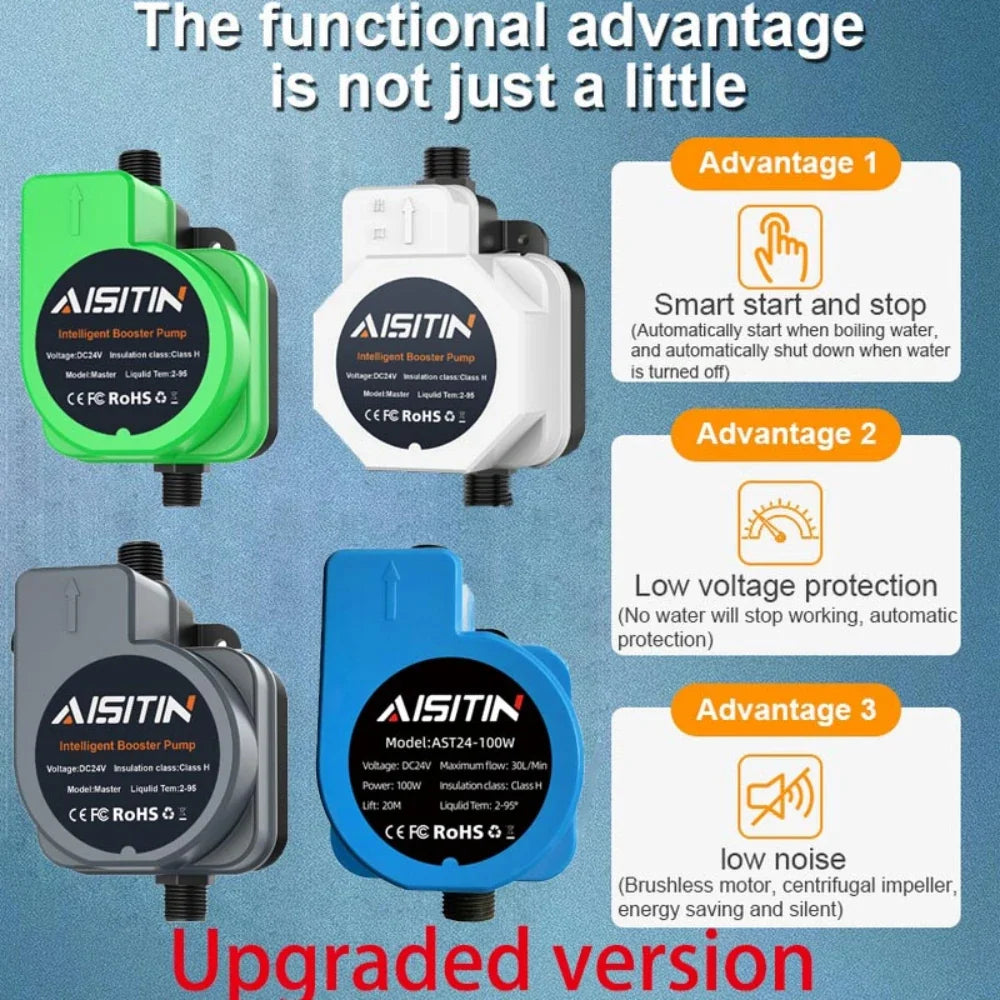 AISITIN 180W Auto Booster Pump 24V – Home Water Pressure Boost