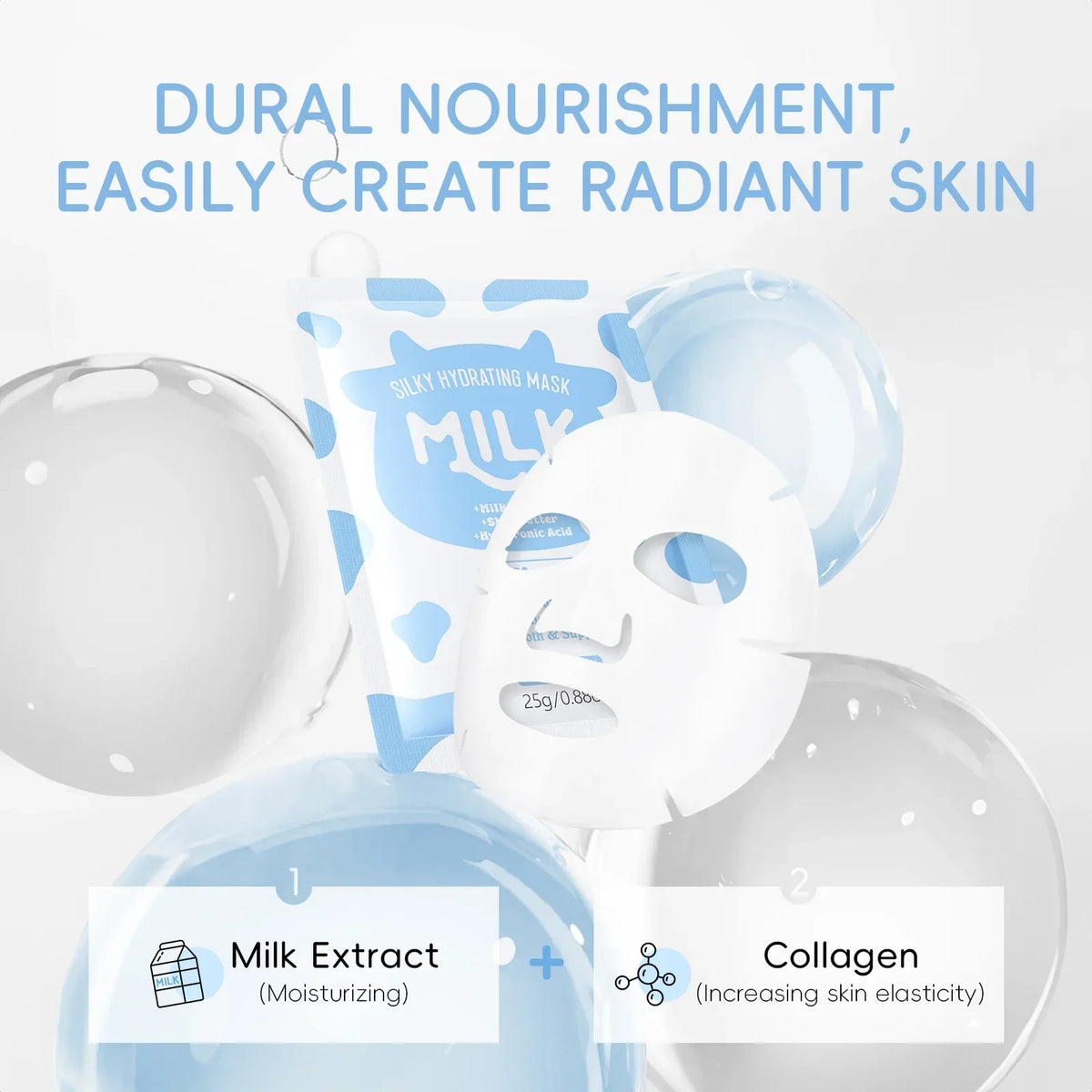 LAIKOU Milk Collagen Sheet Mask – Hydrating & Brightening 25g