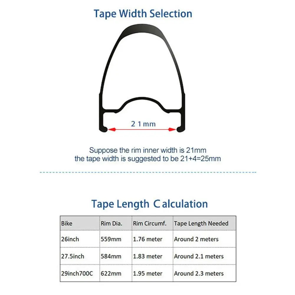 Tubeless Bicycle Rim Tape 10m – 19–34mm MTB & Road Bike