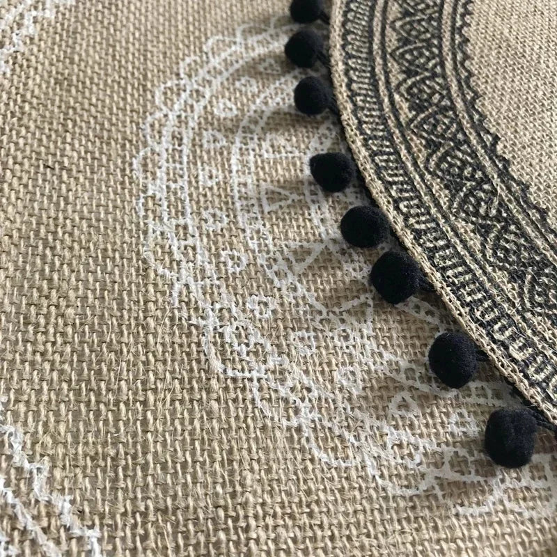 Nordic Round Floral Placemat – Cotton Linen Heat-Resistant Mat