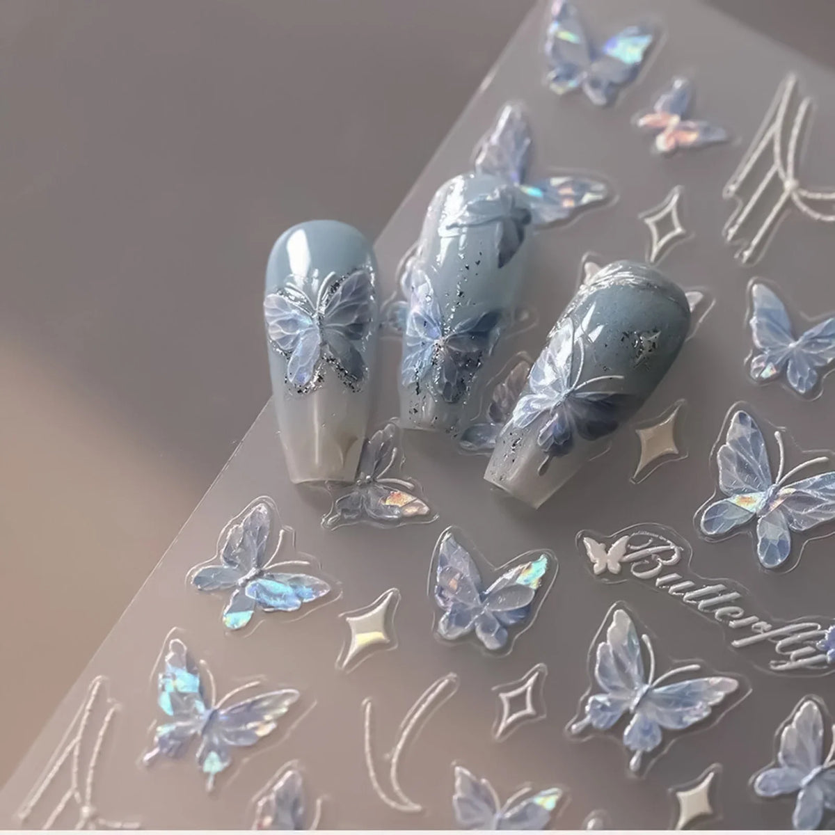 3D Butterfly Nail Art Stickers | Embossed Self-Adhesive Decals