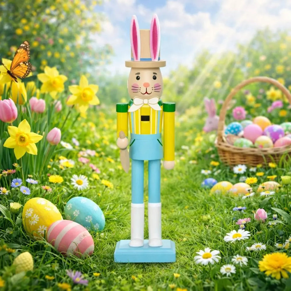 Wooden Easter Bunny Nutcracker Figurine | Handmade Décor Gift