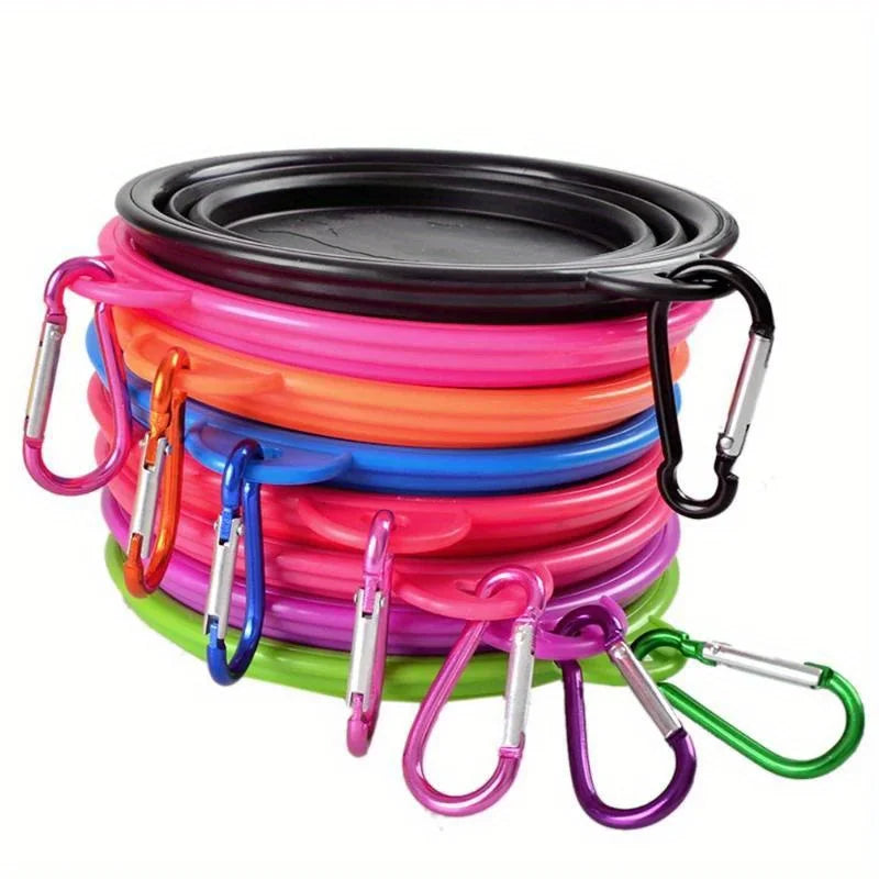 Dog Food Bowl Feeder Cat Drinking Water Folding Silicone Pet Travel