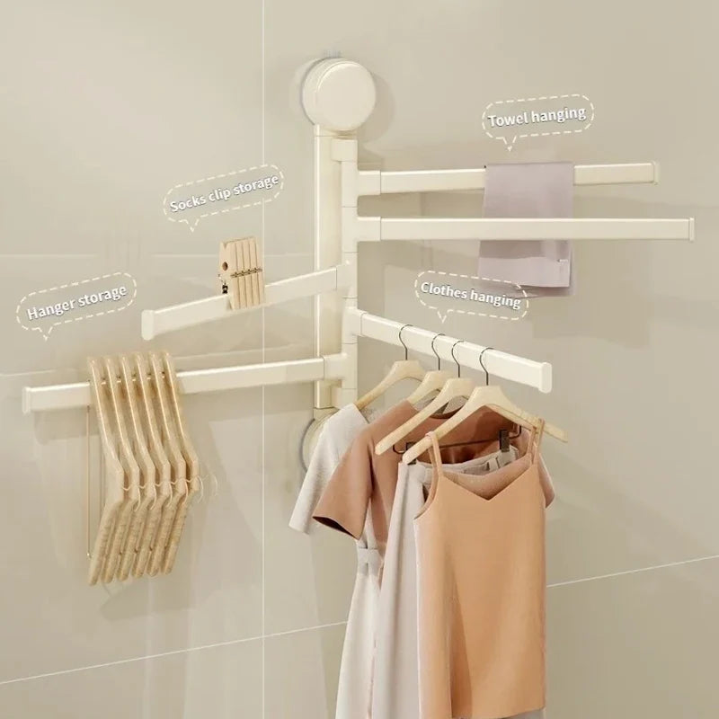 Drill-Free Suction Cup Rotating Double Bar Towel Rack | YUNJIEYA