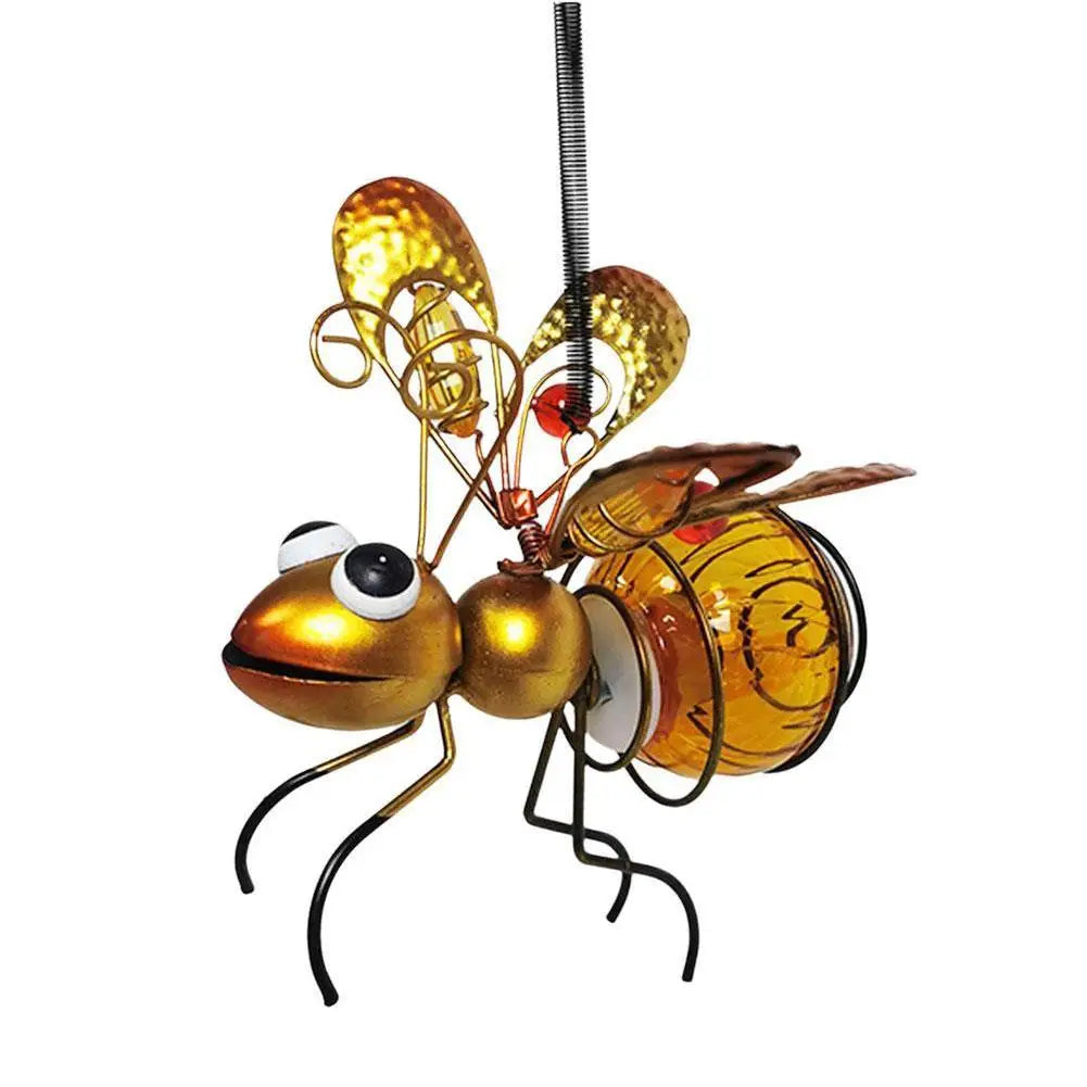 Solar Iron Insect Statue LED Fairy Light Outdoor Garden Decor