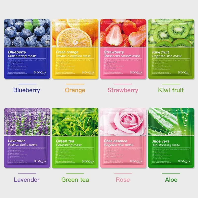 BIOAOUA 8-Pack Natural Plant Face Masks – Moisturizing & Firming