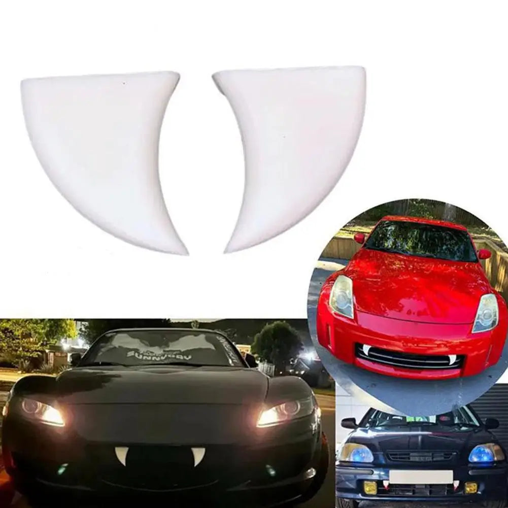 3D Vampire Fang Car Grille Decor – Halloween Devil Horns 2-Pack