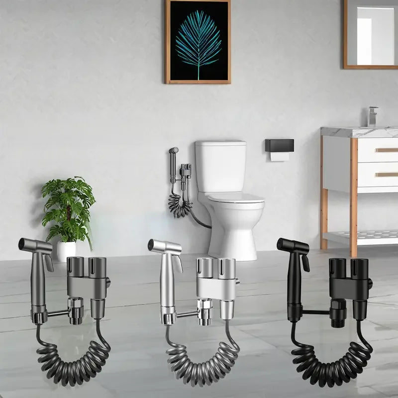 Toilet Spray Gun Kit with Handle & Flexible Hose | Bidet Sprayer