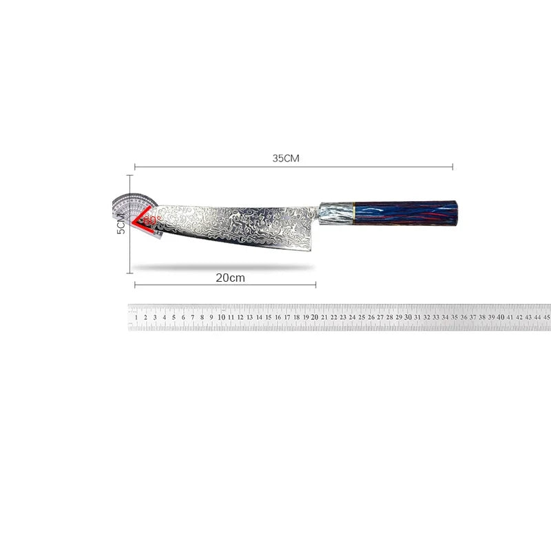 Damascus Steel Japanese Chef's Knife – 20cm Wood Handle