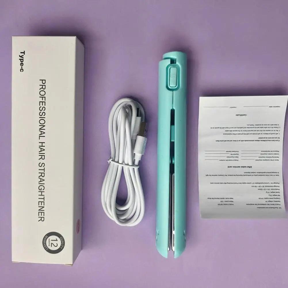 USB Cordless 2-in-1 Hair Straightener & Curler | Travel Flat Iron