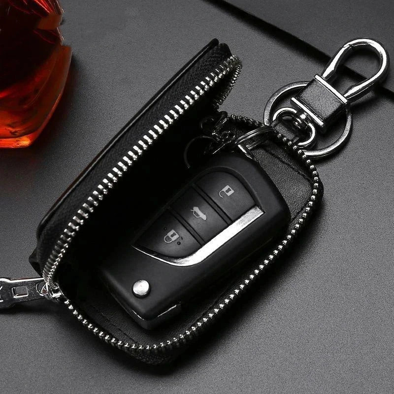 JETTING PU Leather Key Bag – Zipper Organizer for Men & Women