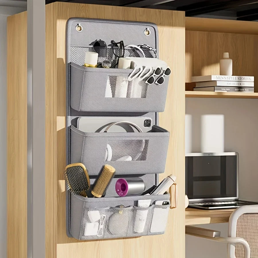 Versatile Gray Wall-mounted Storage Organizer Multi-compartment