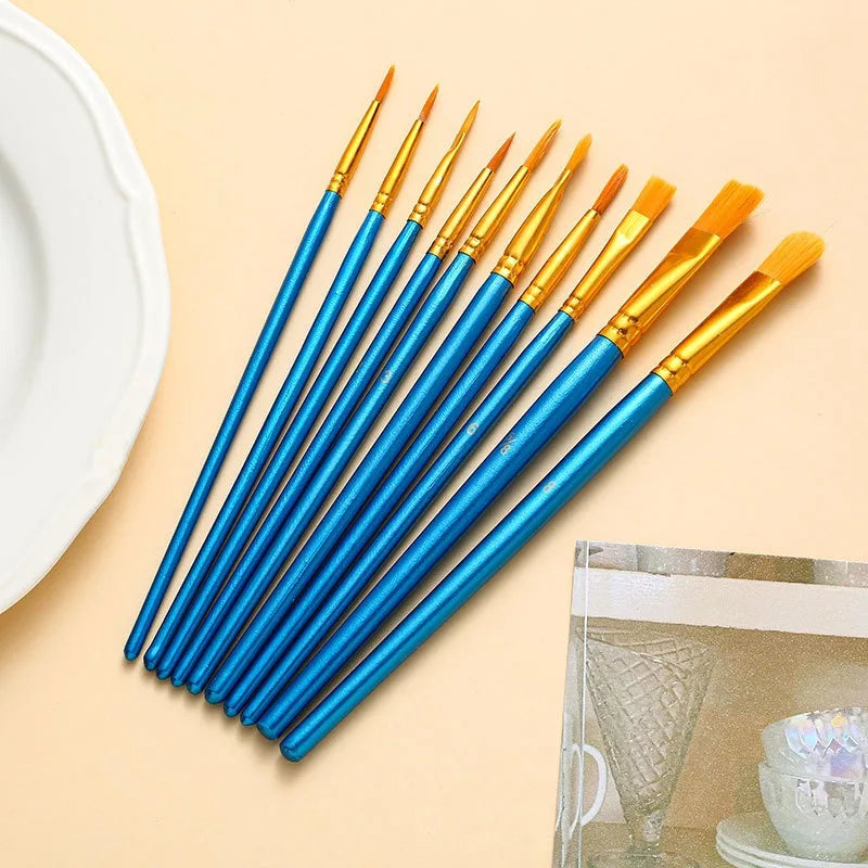 10-Piece Artist Paint Brush Set – Oil, Acrylic & Watercolor