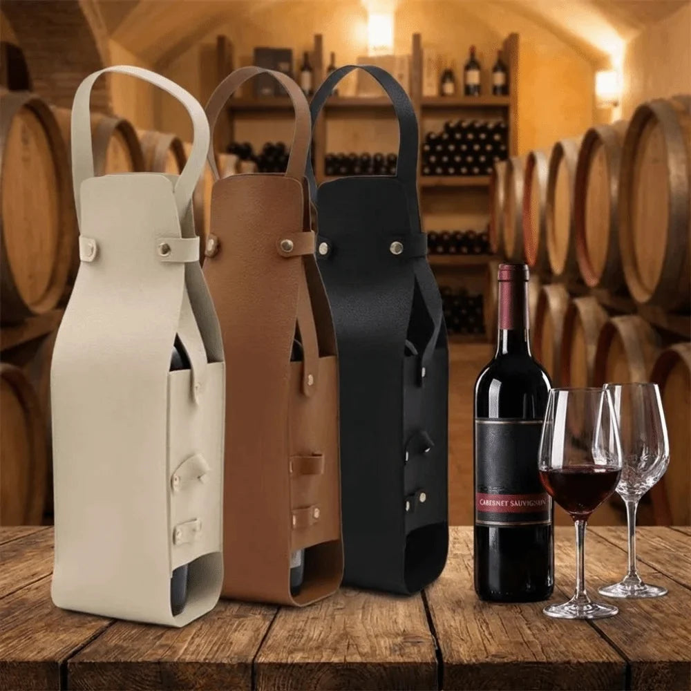 Waterproof PU Wine Tote Bag – Reusable Bottle Carrier Gift