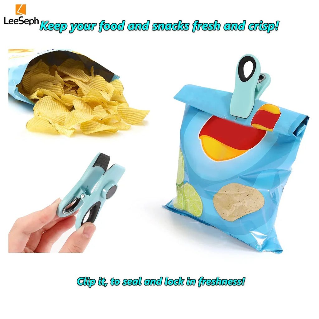 4 6 Chip Clips Magnetic Bag Air Tight Seal Food Storage Multicolor