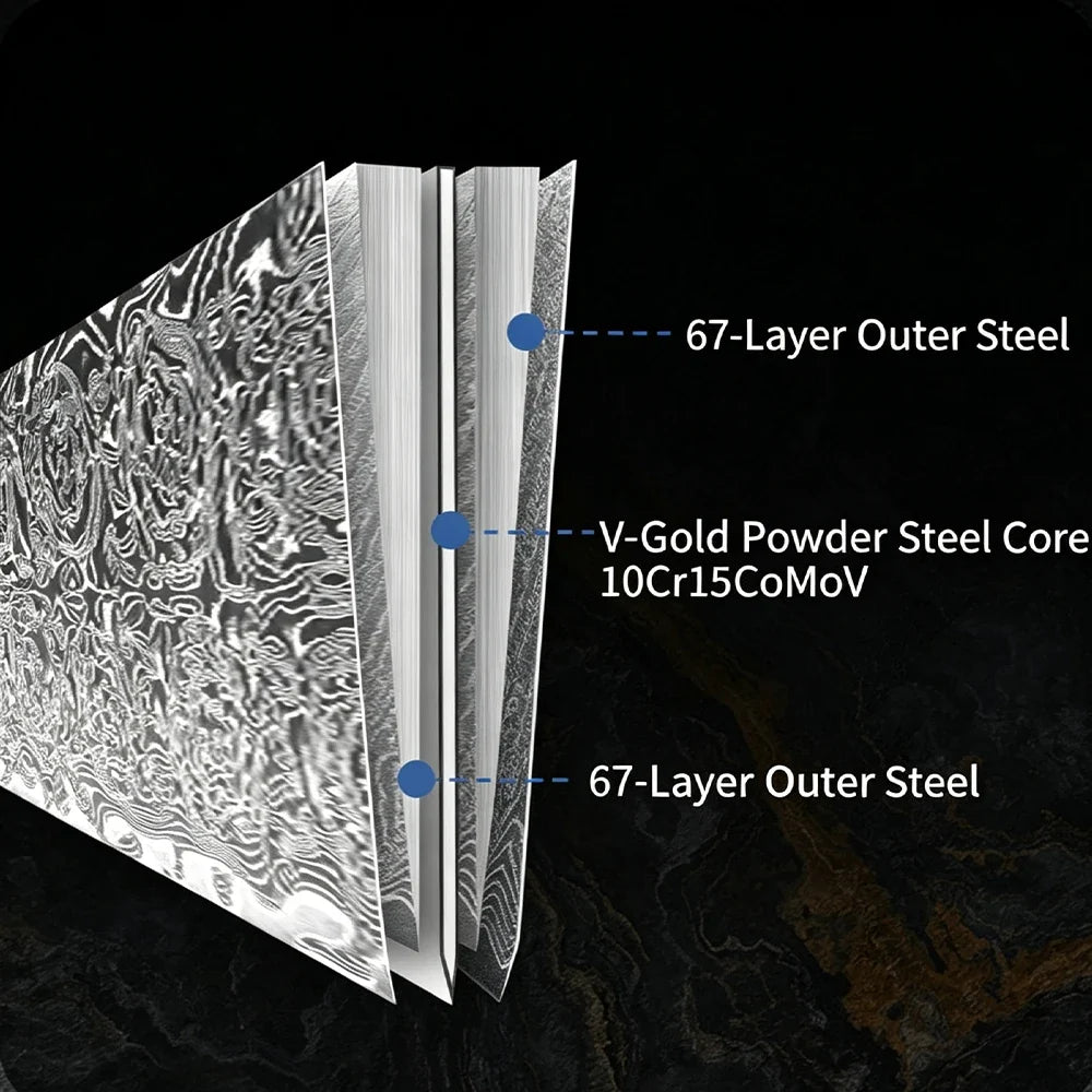 67-Layer Damascus Steel Chinese Cleaver – Abalone Handle