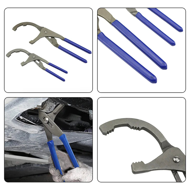 Adjustable Oil Filter Wrench Pliers 9" & 12" Carbon Steel Tool