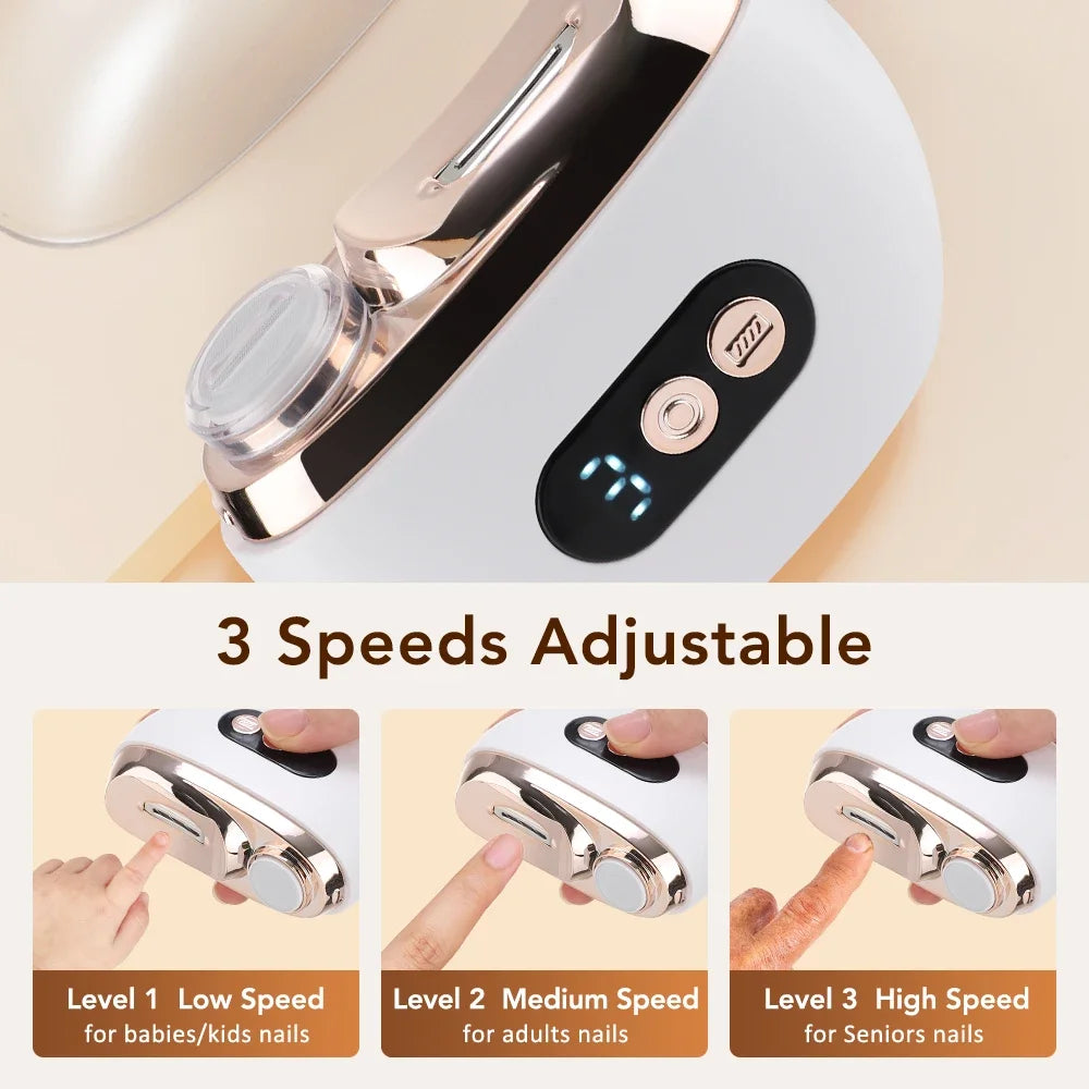 Ms.Dear 2-in-1 Electric Nail Clipper & Polisher – 3-Speed LED