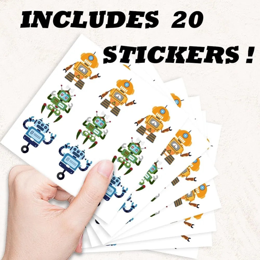 Robot Self-Adhesive Stickers 180pcs – Craft & Party Seals