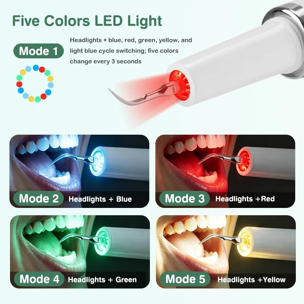 AFDEAL Ultrasonic Dental Scaler – 5 Modes, 9 Levels, LED Light