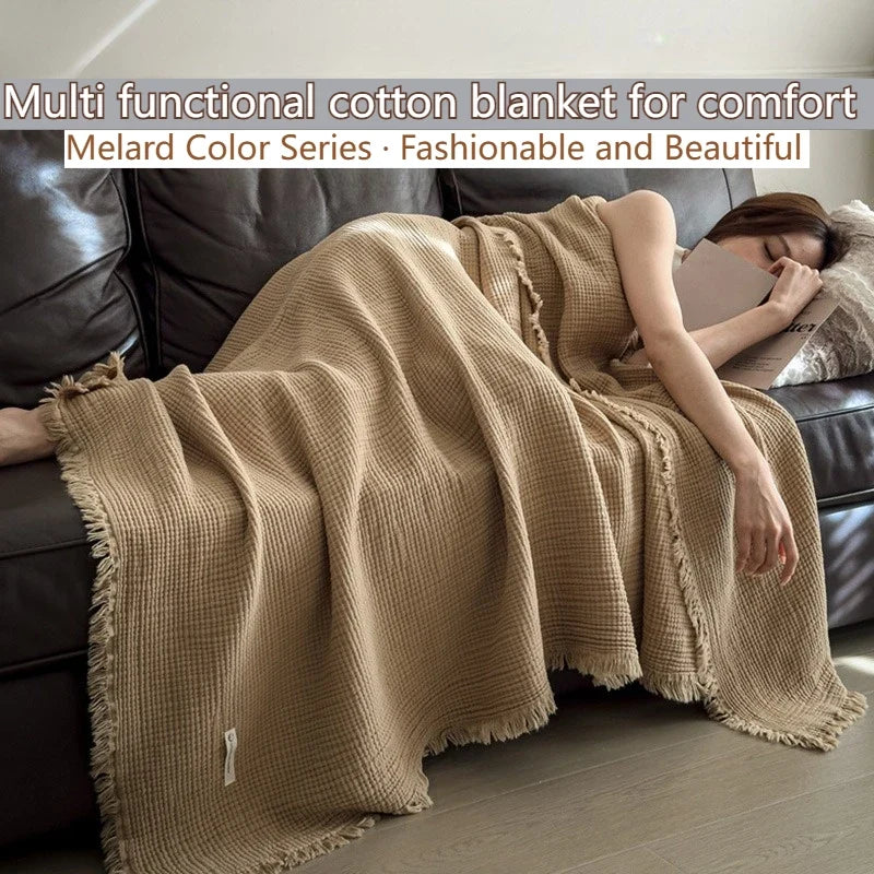 4-Layer Cotton Muslin Throw Blanket – All-Season Adult