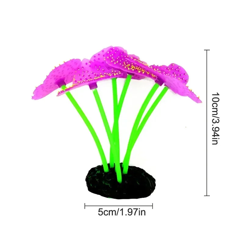 Glowing Artificial Anemone Aquarium Decoration | Silicone Plant