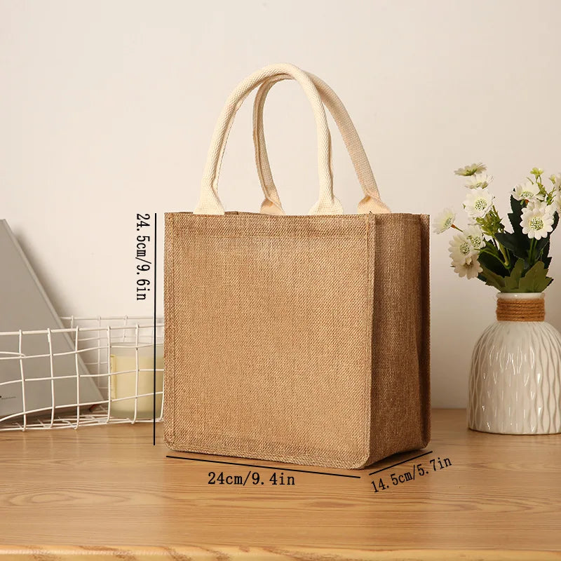 Linen Tote Bag Large Capacity Jute Imitation Shopping Travel Organizer