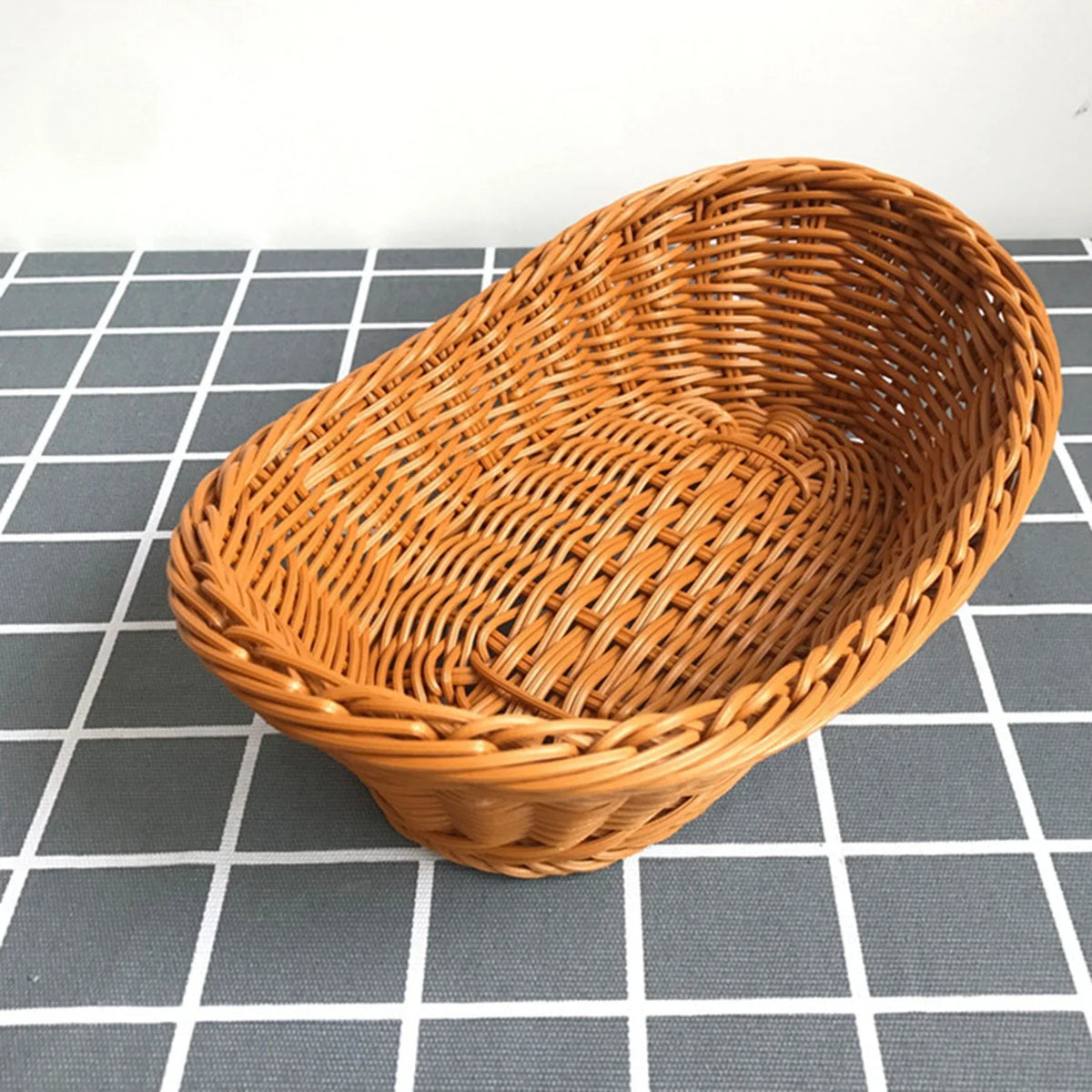 Woven Rattan-Style Serving Basket Tray – Fruit, Bread & Snacks