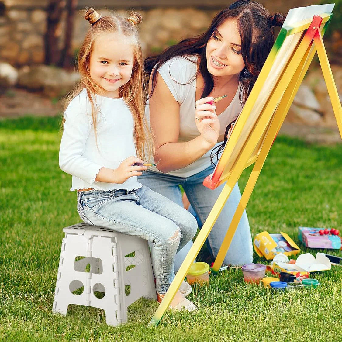 Folding Plastic Stool – Portable Shower, Garden & Outdoor Seat