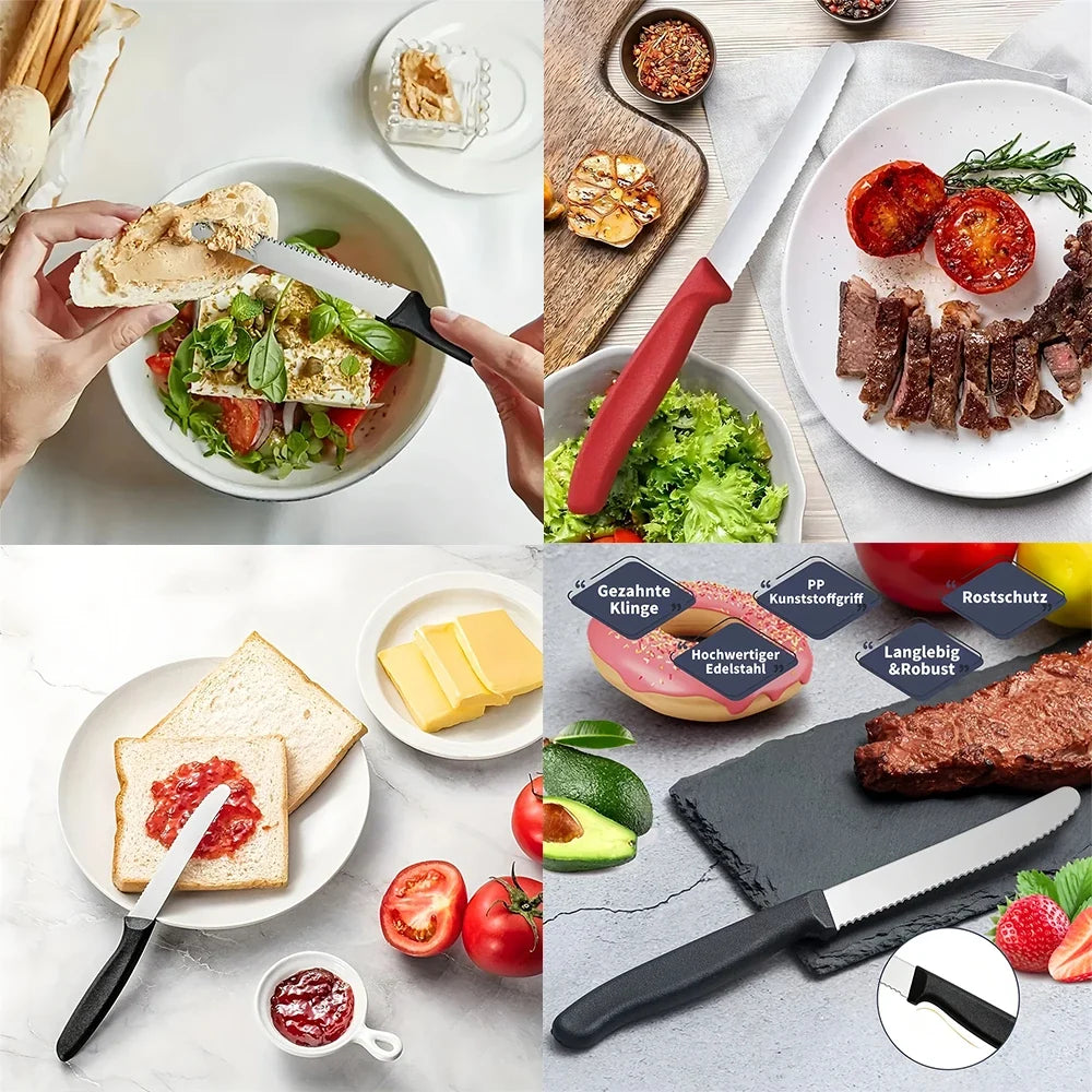 Serrated Steak Knives Set 6 or 12 Pcs – Round Tip Kitchen Knife